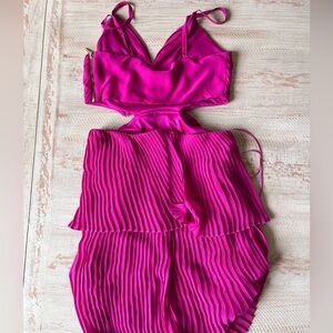 Express cut out back fuchsia dress